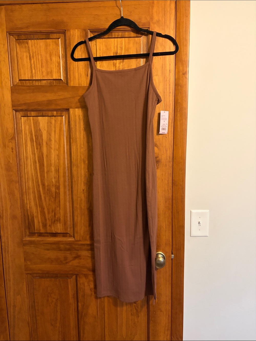 wild fable stretchy Chocolate Brown Midi Dress with Thin Straps